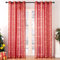 MRTREES Gardine Weihnachten 140 cm breit roter Vorhang mit Schneemänner Muster gardinen transparent 225 cm lang Vorhang kinderzimmer 2er Set Stores gardinen mit ösen