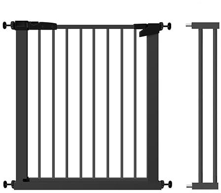 Treppenschutzgitter ohne Bohren Türschutzgitter Kinder,Babygitter für 86-93 cm,Treppengitter auch für Haustiere Geeignet, Einhändiges Öffnen, Beidseitig Schwenkbar, Schließt automatisch,Metall Schwarz