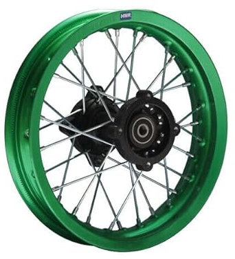 HMParts Alu Felge 12 Zoll hinten Eloxiert Typ 2 Geeignet für fast alle Modelle mit 12 mm Achse Dirt Bike, Pit Bike, XMOTOS, MotoCross (Grün)