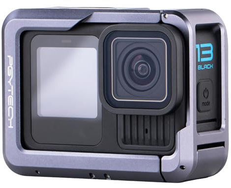 PGYTECH Kamerakäfig für Gopro 13/12/11, Aluminiumlegierung, schützender Vlogging Kamerahmen für Gopro, magnetischer Schnellkupplung, 6,35 mm Gewindeanschluss für Mikrofon, Kameralicht