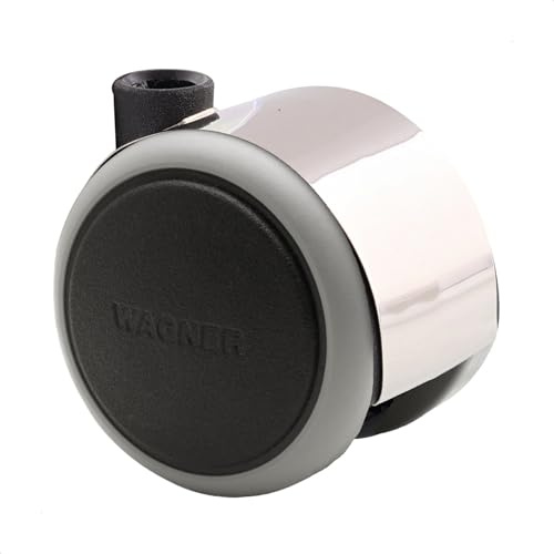 WAGNER Design Möbelrolle/Lenkrolle/Doppelrolle - soft - Durchmesser Ø 40 mm, Bauhöhe 45 mm, schwarz/chrom, Tragkraft 35 kg - Made in Germany - 01142401