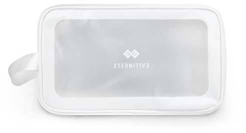 ETERNITIVE - Trousse de Toilette Homme | Résistante à l'eau et Transparent | Pochette de Maquillage avec Poignée | Vanity Femme Voyage | Trousse Toilette pour les Articles de Toilette | Couleur: Blanc
