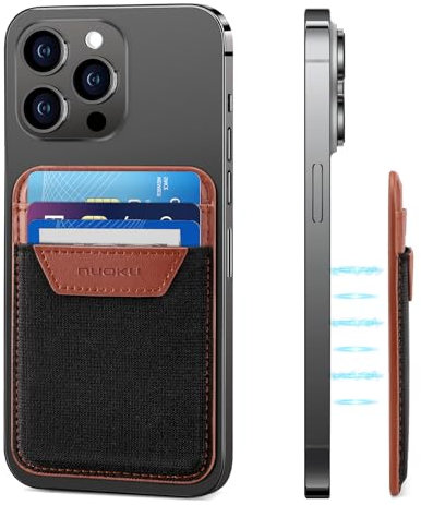Leder Magnetischer Kartenhalter, Kompatibel mit Magsafe Wallet für iPhone 15, 14, 13, 12 Serie, Nicht für 13 Mini/12 Mini, max. Platz für 7 Karten (Braun)