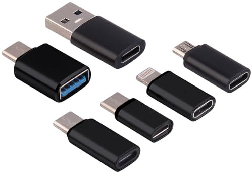 Callstel USB Stecker: 6-teiliges USB-Adapter-Set, OTG-USB, Lightning, 60 Watt PD (USB-C auf USB-A 3.0 OTG-Adapter, Micro-USB-Stecker, Apple iPhone Ladekabel)