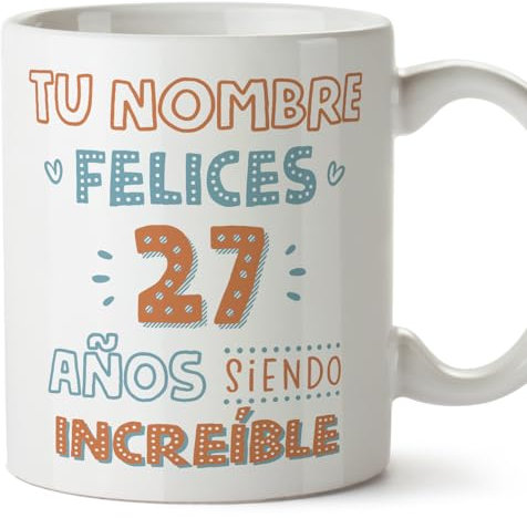 MUGFFINS Tazas Personalizadas Cumpleaños - En Español - Felicidades Increíble - 11 oz / 330 ml - Regalo personalizable original y divertido