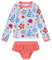 upandfast Mädchen UV-Schutz Badeanzug Schwimmanzug Badebekleidung 2-Pieces Swimsuit(4 Jahre,Orange Blume)