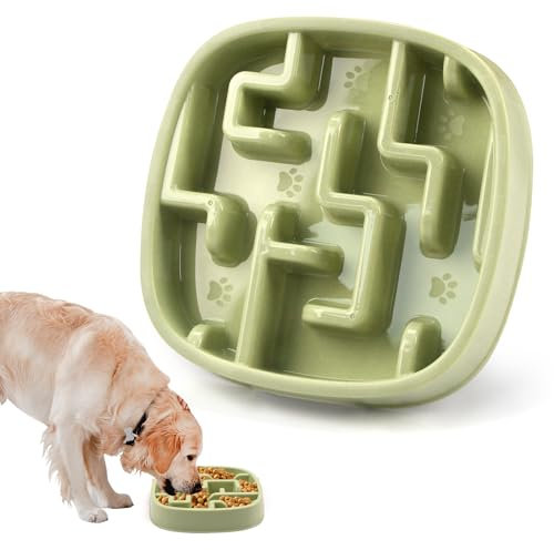 Joyfia Slow Feeder Dog Bowl, Anti-Choking Puzzle Feeding Bowl for Dry, Wet, Raw Food, Slow Down Eating, Prevents Overeating, Puppy Training, Maze Dog Dishes for Small Medium Breeds Cats Pets (Green)