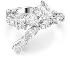 Swarovski Matrix Ring, Weißer, Rhodinierter Damenring mit Strahlenden Kristallen in Verschiedenen Schliffen