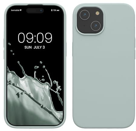 kwmobile Case for iPhone 15 Case - Soft TPU Silicone Cover - Cool Mint
