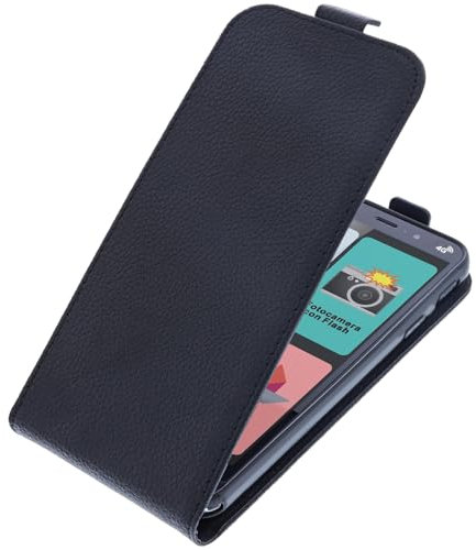foto-kontor Custodia compatibile con Brondi Amico Smartphone S+B Nero modello tascabile stile flip cover nero