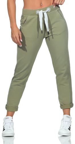 Elbsand Damen 7/8 Jogginghose ESBrinja knöchellange Sweathose 70115 00 Golden Olive (854) XS
