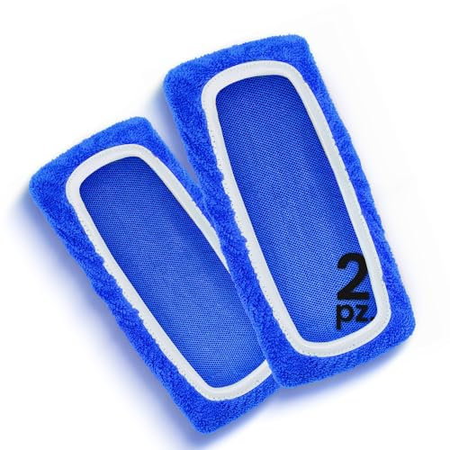 HOUSY Panni Cattura Polvere compatibili con Swiffer Mop - Cuffiette in Spugna Microfibra per Scopa Lavapavimenti (2 Pezzi Blu, Unica)