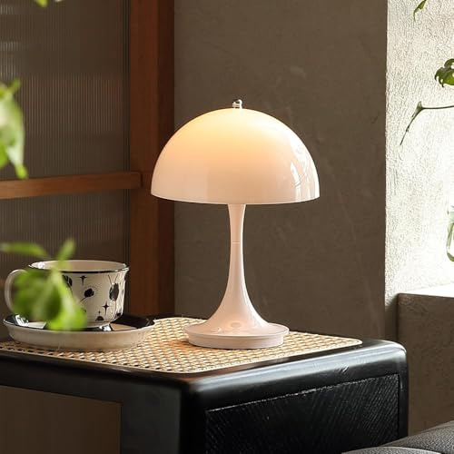 OOWOKS LED Tischlampe Kabellos Pilz Batterie Tischlampe mit Touch Dimmbar Nachttischlampe USB Wiederaufladbare Moderne Pilzlampe 3000K-6000K LED Schreibtischlicht