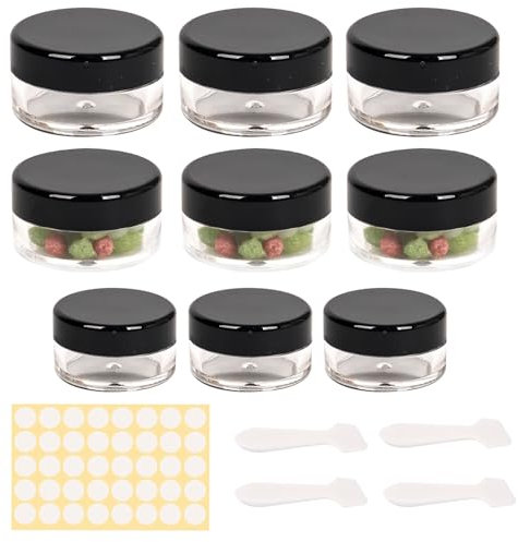 Lot de 6 mini pots de maquillage vides en plastique avec couvercles, pots à échantillons, pots de crème de voyage, petits pots de voyage (noir/6 pièces, 20 ml, 3 pièces de 10 ml)