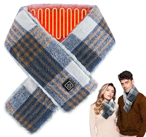 Beheizbarer Schal, Heizschal mit 5000mAh Powerbank für Damen Herren, Elektrischer Nackenwärmer mit 3 Stufen Einstellbarer Temperatur, Unisex Winter Heizschal für Outdoor Jagd Hundespaziergang Camping