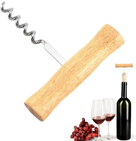 Mimoqk Korkenzieher im T-Style Korkenzieher mit Holzgriff - altmodischer Kellnerweinöffner im T-Style - Professionelles tragbares Weinzubehör aus Edelstahl
