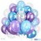 Purple Blue Balloons Decorations, 12 Inch Purple and Blue Party Balloons, Metallic Balloon and Snow Printed Balloon for Girls Snow Birthday Baby Shower Party Supplies