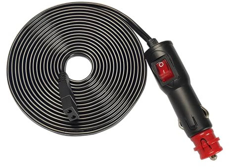 SIGANDG Auto-Kühlschrankkabel mit Druckknopfschalter, 12 V/24 V Autokühler, Auto-Ersatzkabel, Auto-Kühlschrank-Verlängerungskabel,für Kühlbox, 3,6 m