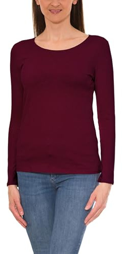Alkato Damen Langarm Shirt mit O-Ausschnitt