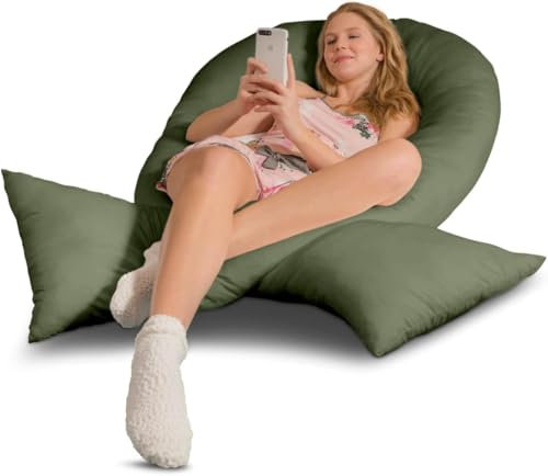 Traumreiter Seitenschläferkissen Jumbo XXL mit Bezug Baumwolle Oliv Grün I Extra hohes und langes orthopädisches Komfortkissen, Schwangerschaftskissen zum Schlafen Stillkissen Kissen, Body Pillow