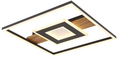 Ceiling Light Living Room LED Ceiling Light Metal Wood Effect Crystals 38 x 38 cm