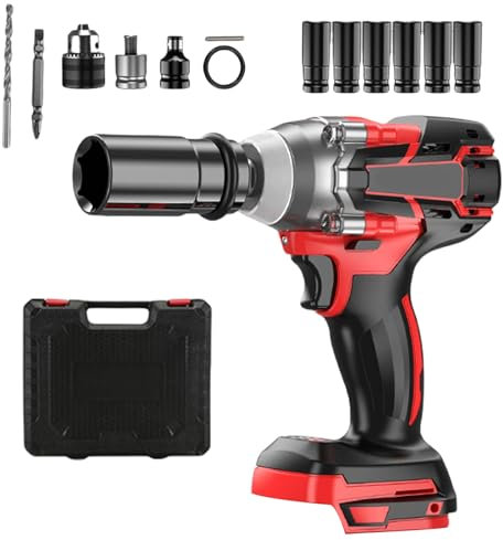 Agrdeed 900Nm Akku Schlagschrauber Kompatibel mit Makita 18V Lithium-Akku, 1/2 Zoll Bürstenloser Schlagschrauber Auto Drehschlagschrauber mit 6 Stecknüsse für Autoreifen, Gerüstbau(ohne Akkus)