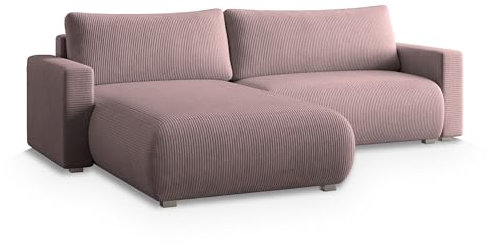 Masseno Ecksofa Turin P mit Schlaffunktion L-Form, Modern Sofa mit Bettkasten, Wohnzimmersofa, Couch, Soffa, Bettsofa, Couchgarnitur - Wrzosowy, POSO 130