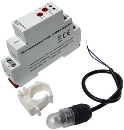 CSDS1 Dämmerungsschalter mit separatem Lichtsensor – LED-kompatibel, 16A Schaltleistung, einstellbare Lichtempfindlichkeit, DIN-Hutschienen-Montage, energiesparend & flexibel (IP65 Sensor)