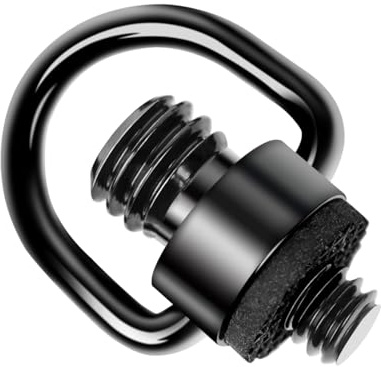 Rigych Double Head 1/4 inch and 3/8 inch D-Ring Camera Screws, Stainless Steel D-Ring Camera Quick Fix Screws for Camera Tripods, Camera Straps, SLR Cameras, Selfie Sticks, Lens Plate（Black）