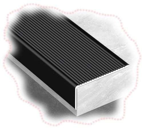 SMELEDFCFK L-förmige Treppenprofil 90cm 100cm 120cm 150cm Metall Treppenkantenprofil Rutschfester Stufenkantenprofil Für Holz/Fliesen/Vinyl -5 Farben(Black,L 150CM/60in)