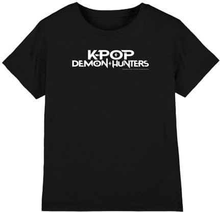 Kpop Demon Hunters Unisex Kids K-pop Demon Hunters - White Logo Kids T Shirt, Black T-Shirt