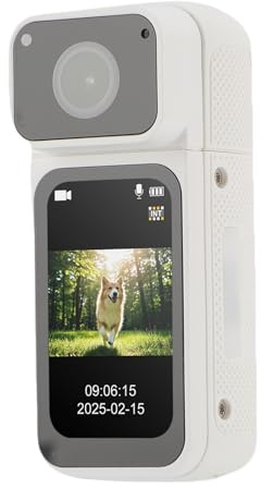 Tosuny 2.7K Mini Action Camera, Magnetic Wearable Body Cam, 100 Mins 180 Degree Rotatable Recording Camera for Sports, Travel, Vlogging & POV Work (White)
