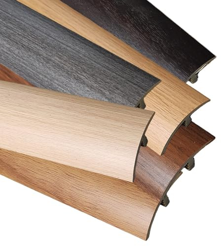 KGPGNYMYHA 36inch Wood Floor Threshold Strip PVC Flooring Transition Strips Joining Floor Gaps, Flooring Beveled Edge Ramps 4/5″ High-Profile Reducer Strip(Grey,110cm/43.3in)