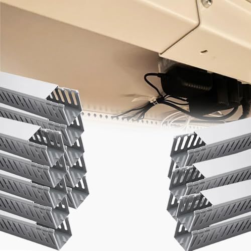 Cuttable Open Slot Wire Duct Kit, 25mm 30mm 40mm 50mm 60mm Height Server Rack Wiring Management, PVC Network Cable Trunking Gray For Home/Kitchen/Appliances(16 PCS,W X H 100mm X 50mm)