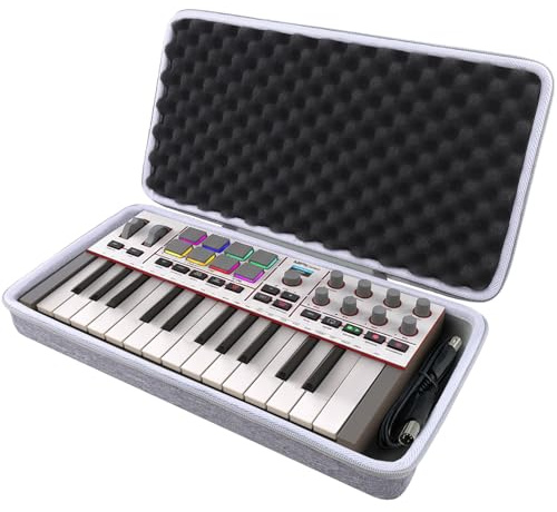 co2CREA Étui de Rigide pour Akai Professional MPK Mini IV Clavier MIDI | Coque Rigide en EVA, Protection Antichoc, Espace pour Accessoires, Étui Uniquement