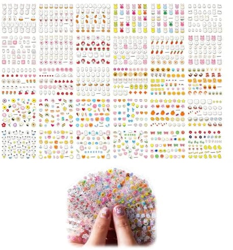 BDEPSTR Adesivi per Unghie Nail Art per Bambine Set da 30 Fogli - Autoadesivi con Disegni Carini - Decorazioni per Unghie Finte e Manicure Bambina