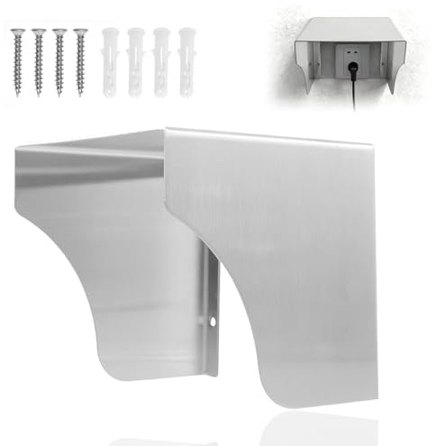 Steckdose Regenschutz Außen 12.5×12×12cm, Türklingel Regenschutz Edelstahl Steckdosen abdeckung Metall Aussensteckdose Wasserdicht Abdeckung für Badezimmer Außenbereich (Silbern)