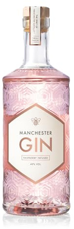 Manchester Gin - Raspberry Infused 700ml 40% ABV - British Artisan Premium Pink Gin - Distilled with Botanicals - Fresh Raspberry Flavour, Smooth Fruity Balanced Finish