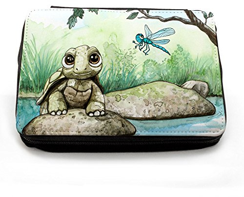 ilka parey wandtattoo-welt Gefüllte Federtasche Federmappe Schildkröte mit Libelle fm102