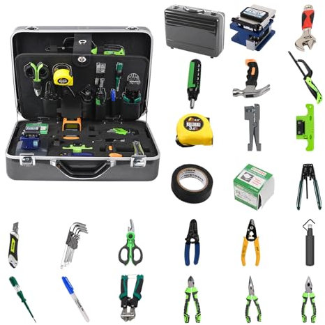 Fiber Optic Multifunctional ToolKit KomShine FTTH TFS-40D, Fusion Splicing Assembly/Termination/Installation Tool Kit With FC-6SOEM Cleaver + VFL + OPM with 7 Wavelengths + Cable Strippers