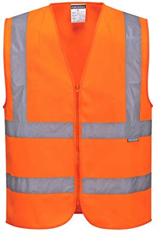 Portwest Warnschutzweste mit Reißverschluss, Größe: XXXL, Farbe: Orange, C375ORRXXXL