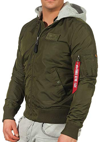 Alpha Industries Herren MA-1 TT Hood Bomberjacke, Dark Green, Small