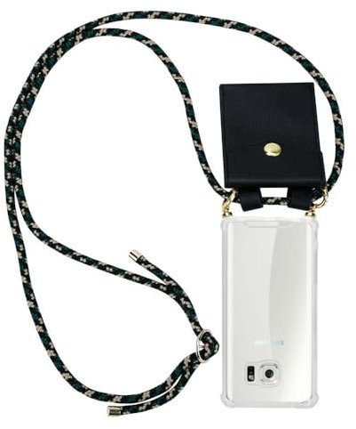 Cadorabo Handykette kompatibel mit Samsung Galaxy S6 Schutzhülle TPU Silikon Case Necklace Design Slim Kratzfest Kordel Band mit Etui Rundumschutz Case Hülle für Galaxy S6 in Grün