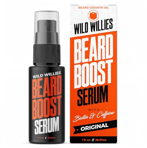 Wild Willies Beard Growth Serum for Men - Natural Beard Serum with Biotin, Caffeine & Essential Beard Oil for Fuller, Thicker Facial Hair Enhancer - Daily Grooming, Nourishes & Hydrates Facial Hair