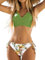 CUPSHE Damen Bikini Set Wickeloptik Blumenmuster Low Rise schnürende Bademode Zweiteiliger Badeanzug Olivgrün L