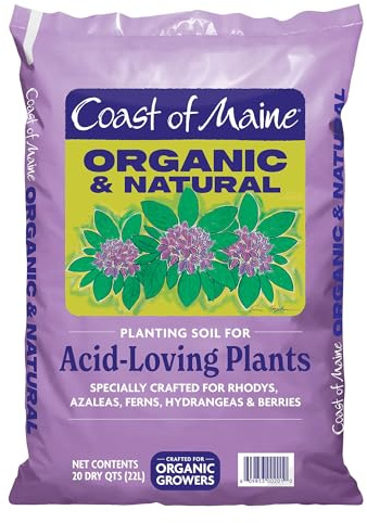 Coast of Maine Organic & Natural Planting Soil for Acid Loving Plants Azalea, Rhododendron & Berries - Premium Planting Soil w/Composted Manure, Sphagnum Peat Moss - Low pH, Enhanced Drainage (20 Qt)