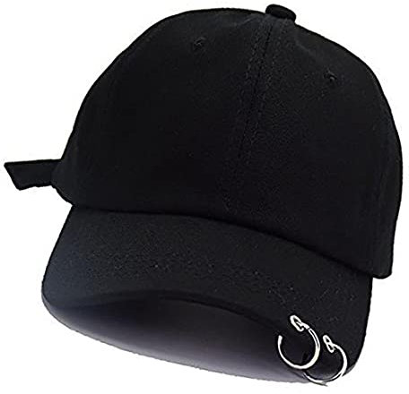 TOSSPER Baseball Cap K-pop Snapback Hat with Iron Ring Outdoor Casual Adjustable Hat Men Women Hip Hop Hat Black