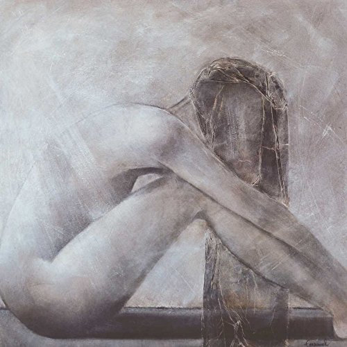 Bild auf gerollter Leinwand, Passion Emanuel Beate, quadratisch, Kunstdruck, graue Frau, nackter Stein, 61 x 61 cm