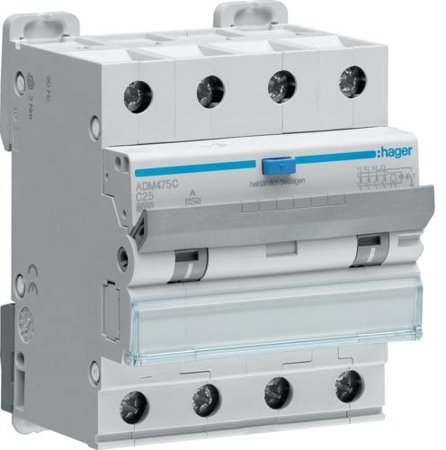 Fehlerstromschutzschalter 4P C 25A 0,03A Typ A 6kA RCBO ADM475C Hager Polo 3250611020325