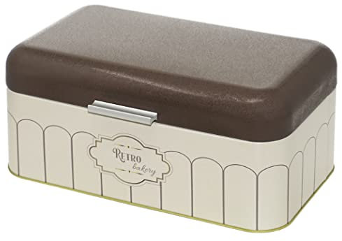 Lashuma Eckige Brotbox Retro, Brotdose groß aus Blech 36x21 cm, Aufbewahrungsbehälter für Brot